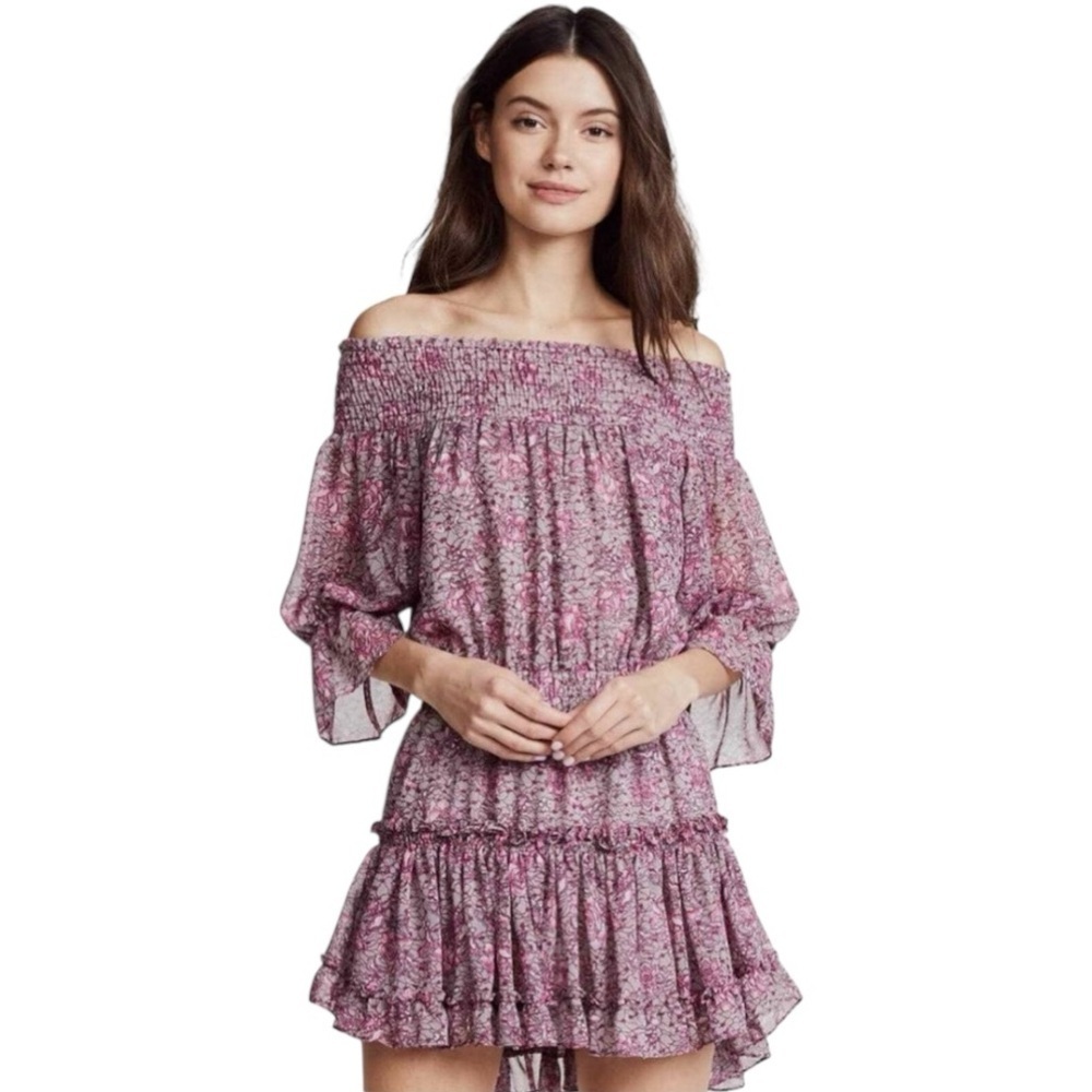 MISA Los Angeles Castellar Purple Off-The-Shoulder Dress | Size S